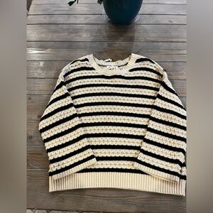 Marled Black and Cream Striped Sweater